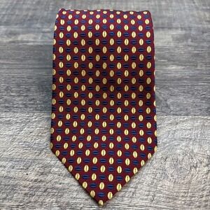Brooks Brothers Makers Silk Neck Tie Maroon‎ Blue Gold Geometric